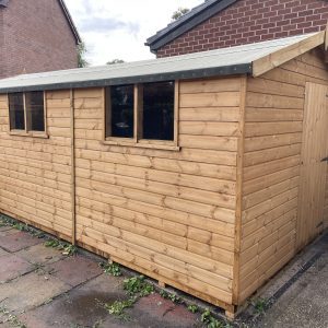 20x8 Apex Shed with Single Doors, Four Windows & Felt Roof
