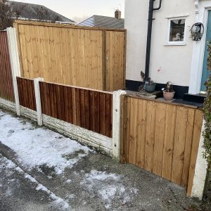 Tongue and Groove Fencing and Gate with New Feather Edge Fencing
